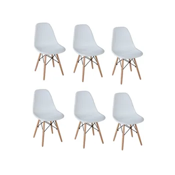 

Dining Chair Plastic Set of 6 Modern Minimalst Beech Solid Wood Legs for Dining Living Room Restaurant Salon Balcony Kitchen