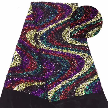 

Latest Nigerian Sequins Lace Fabric 2019 High Quality African Velvet Laces Fabric Wedding French Tulle Lace Material