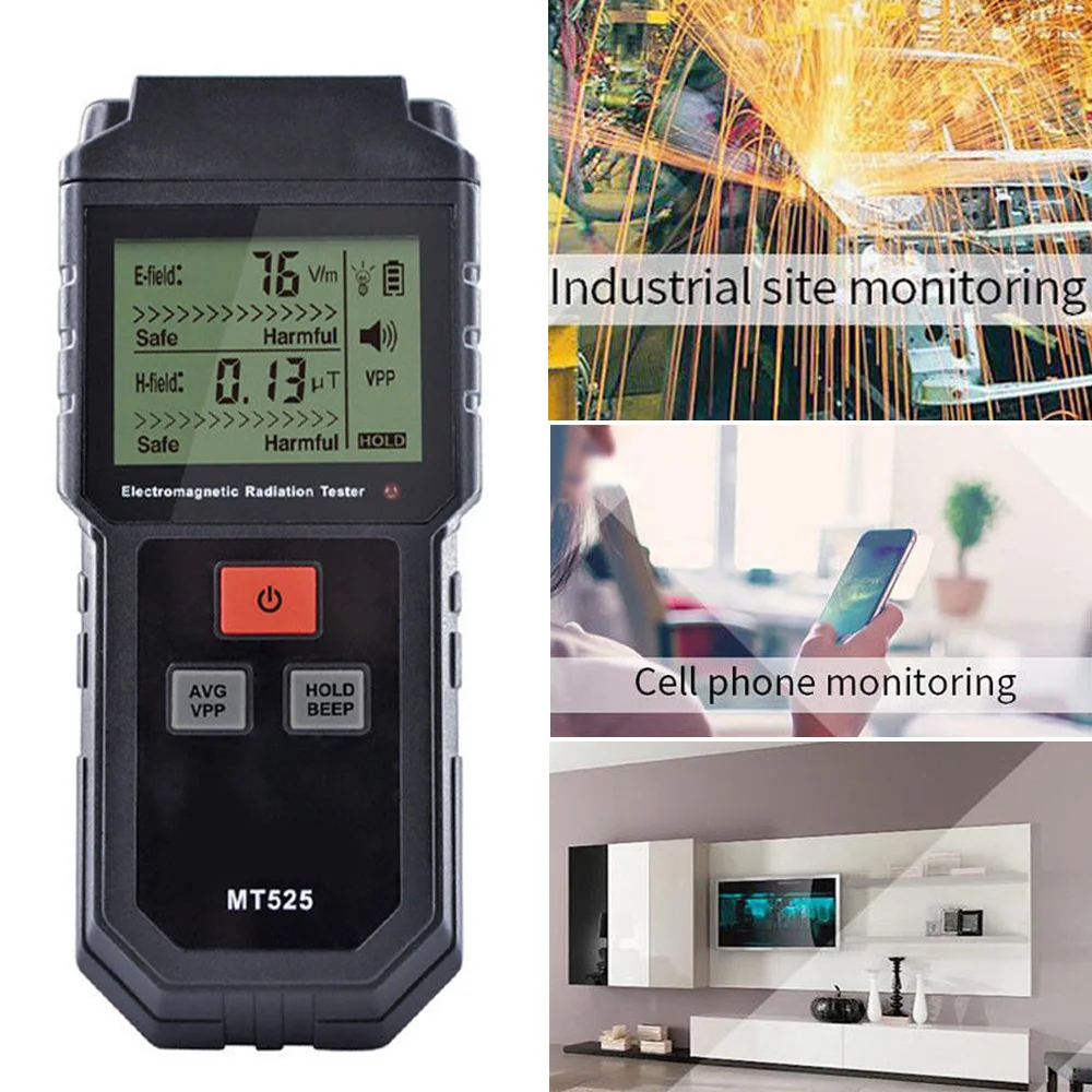 MT525 ЖК-цифровой детектор электромагнитного излучения EMF метр Гейгер Тестер Руководство пользователя на английском языке батареи не включены
