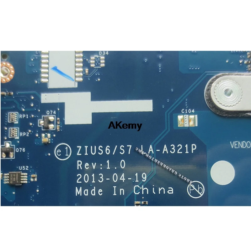 ZIUS6/S7 LA-A321P материнская плата для lenovo S310 M30-70 материнская плата для ноутбука Pentium cpu 2957U DDR3 тестовая работа