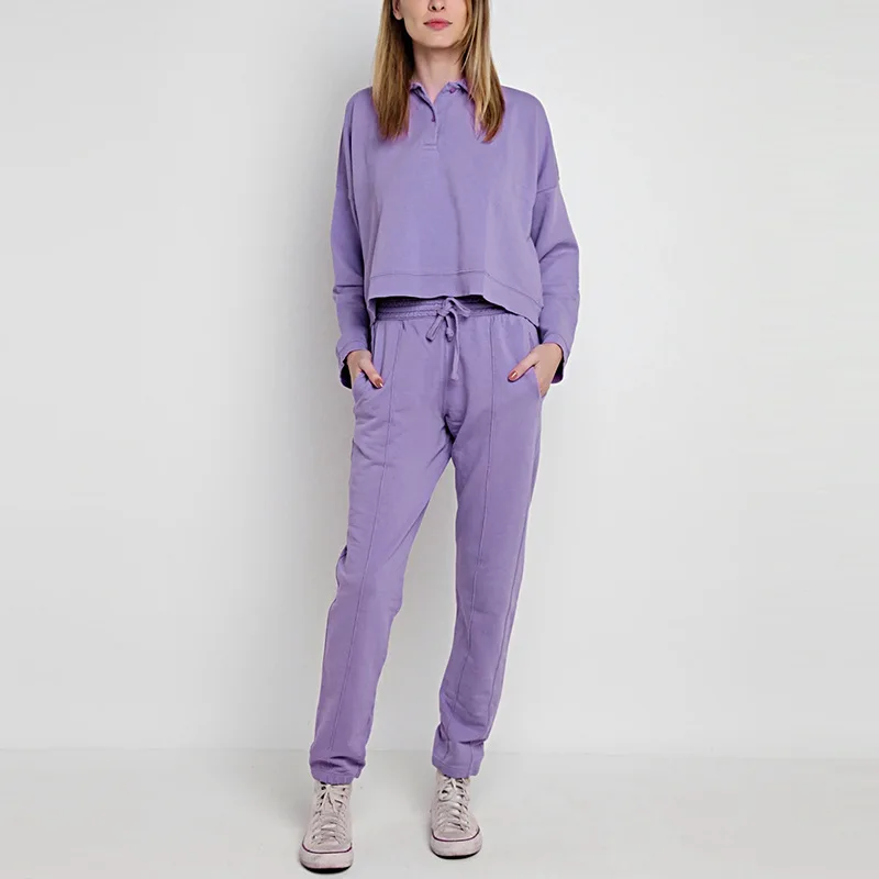 

Hot Sale Lady Loose Fashion Thin Bat Type Tops and Harun Pants Set Ladies Casual Suit Women Stylish Casual Two Piece Set Women