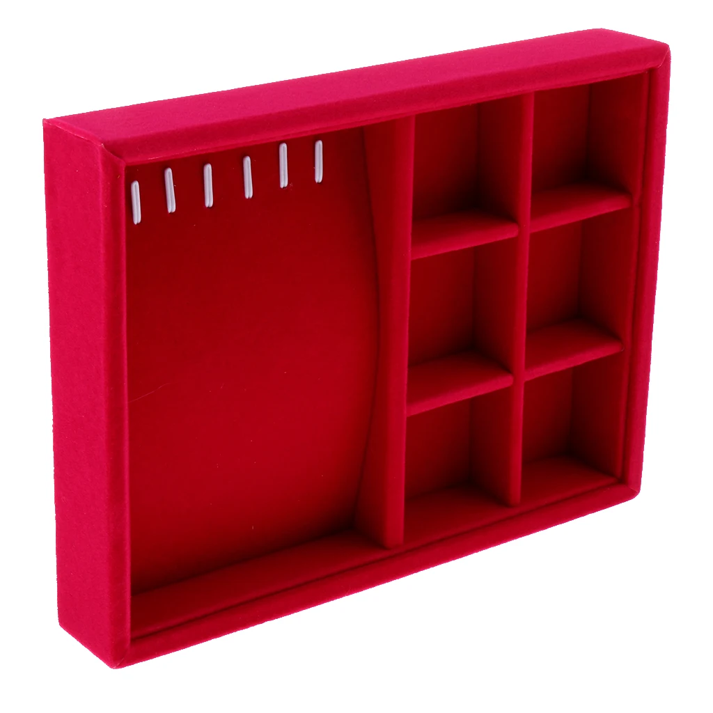 Portable Velvet Fashion Jewelry Ring Earring Insert Display Organizer Box Wooden Flat Stackable Tray Drawer Display Show Case 
