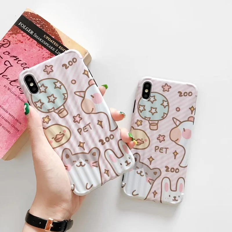 

INS Korea Soft Silicone Phone Cases for Apple iPhone 8 7 Plus 6 6s X XR XS MAX cute cat Horse Unicorn On Rainbow TPU case cover