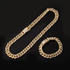 Hip Hop Iced Out Paved Rhinestones 1Set 13MM Full Miami Curb Cuban Chain CZ Bling Rapper Necklaces For Men Jewelry ► Photo 2/6