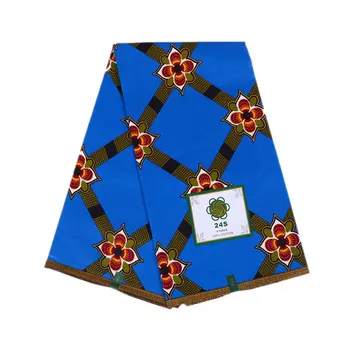 

100% Cotton Blue African Veritable Wax Print Fabric DIY Sewing Materials Ankara Nigerian quality Real Wax Fabric For Wedding