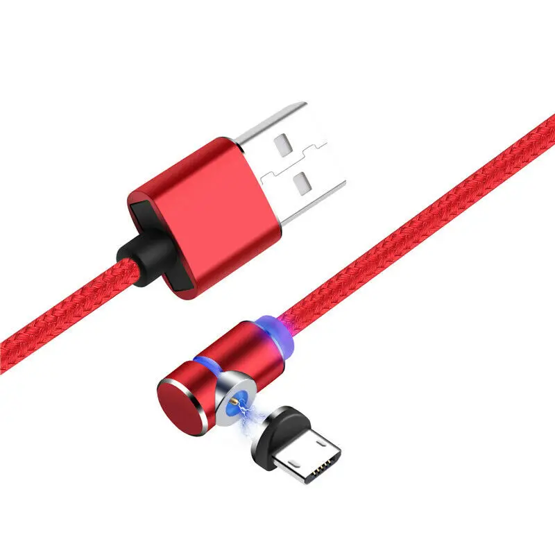 UGI 2.4A 1 м 2 м 90 градусов Магнитный USB кабель для зарядного устройства usb type-C iOS Micro USB для LG для iP X 8 7 6s - Цвет: Red Micro Cable