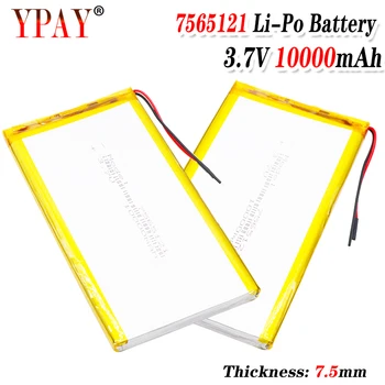 

XINJ 3.7V 10000 mAh Li Polymer Battery 3wires for thermistor 7565121 For GPS PSP PAD ipod Portable DVD Power bank Tablet PC IPTV