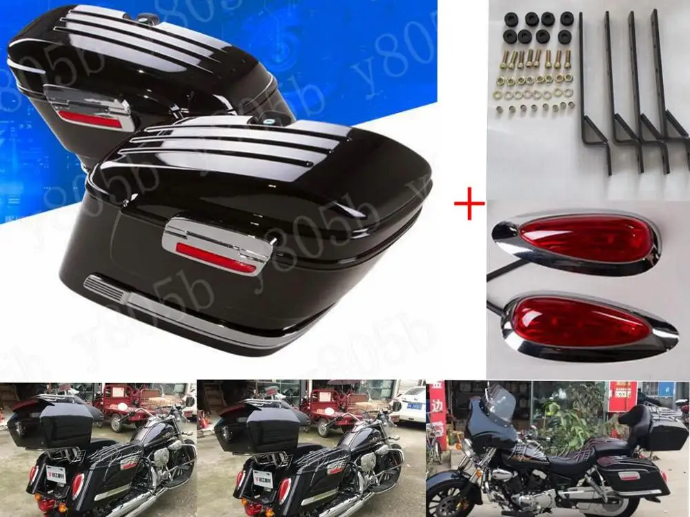 Черные жесткие сумки-седло для багажника со светодиодный Ной подсветкой Suzuki 8. 0 C90