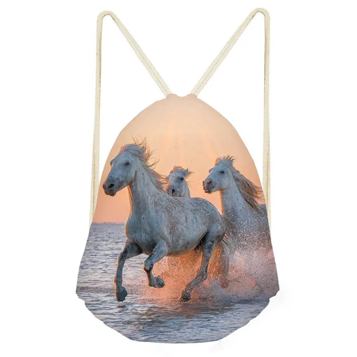 Оранжевый Crazy Running Horse с принтом, мужская сумка на шнурке, белые сумки, модный школьный рюкзак для девочек и мальчиков, Женская Прямая - Цвет: Оранжевый