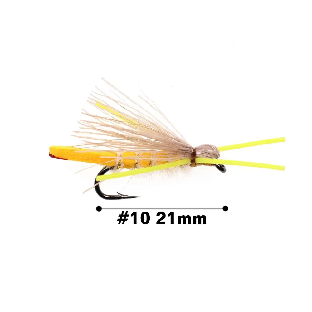 Wifreo 4 шт. желтый Хоппер Madam Dry Fly коричневый Радуга Cutthroat форель Fly Рыбалка свежая вода пена мухи размер#10