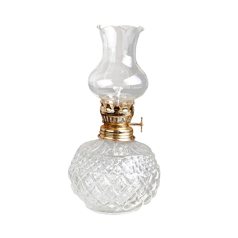 Indoor Oil Lamp,Classic Oil Lamp With Clear Glass Lampshade,Home Church Supplies