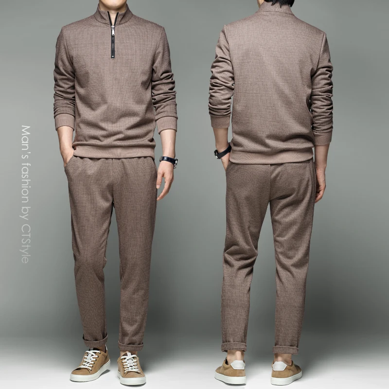 Sweater-Set Matching Handsome Mens New Half Fall Autumn Turtleneck