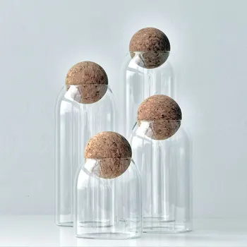 

Cork Storage Bottle Glass Jar Candy Sugar Coffee Pasta Pepper Salt Oatmeal Nut Container Kitchen Supplies