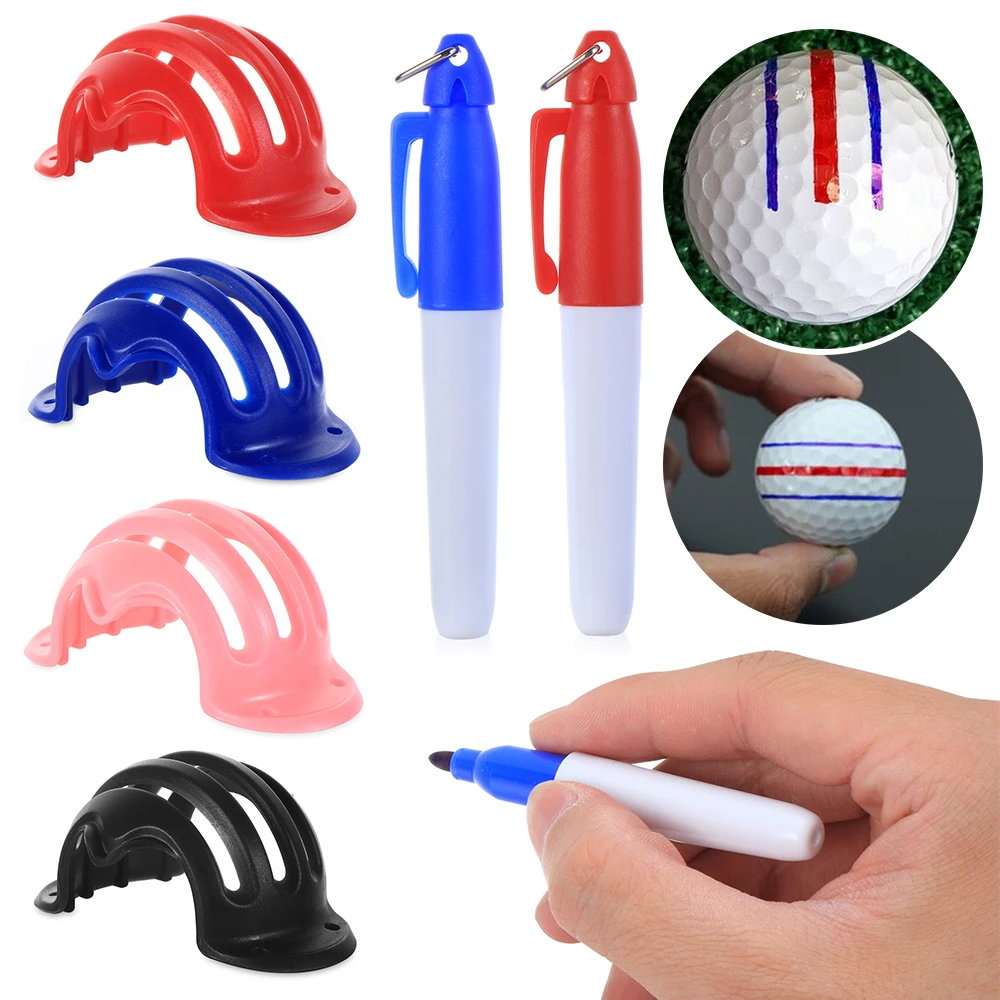 Triple Track Golf Ball Line Marker Pen Template Alignment Marks Tool