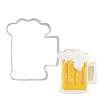 

4pcs Beer Cup Shaped Cookie Cutters Stainless Steel DIY Biscuits Mold Kitchen Baking Tool for Home Shop (Silver)