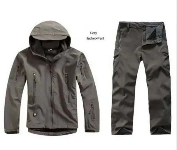 Gray Камуфляжная одежда для охоты, Акула, кожа, мягкая оболочка, скрытень Tad V 4,0, уличная Тактическая Военная флисовая куртка+ униформа, штаны, костюмы - Цвет: Gray