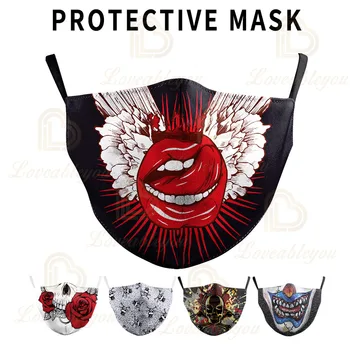 

Adult Children Mouth Print Face Fabric Masks Skull Mouth Cover Reusable Protection Dust Washable Masks Proof Bacteria Mask