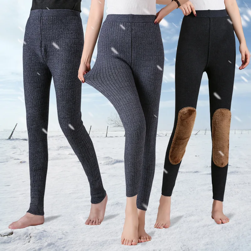 Seller Autumn and Winter Men's Plus Velvet Waist Knee Pads Base Wool Pants Warm Pants Men's Cotton Pants Wool Pants Warm Pants Women