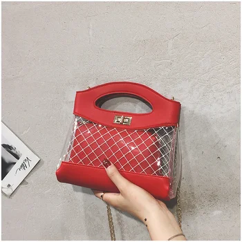 

Luxury Diamond Lattice Transparent PVC Composite Totes Women's Shoulder Bags Ladies Clear Lingge Handbags Women Messenger Bags