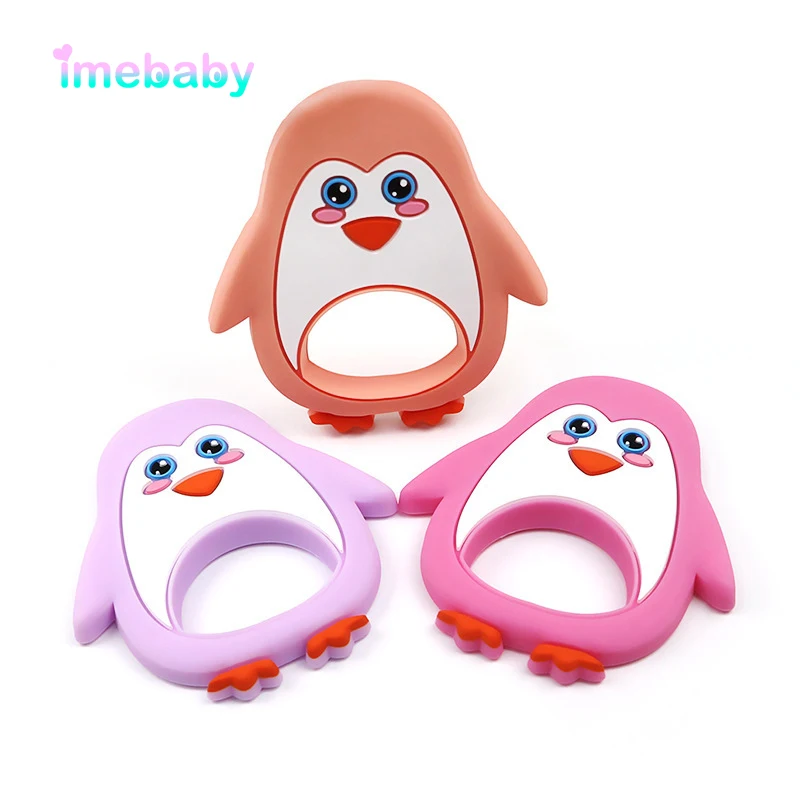 

Imebaby Baby Teether Free of Bisphenol A Cartoon Penguin Rodent Baby Food Grade Silicone Teether DIY Molar Toy Accessories 1pc