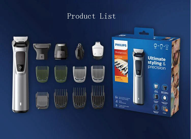 Philips MG7720 машинка для стрижки волос электробритва Серебристая с перезаряжаемой литий-ионной батареей бритва Беспроводная/1 ч Зарядка для мужчин