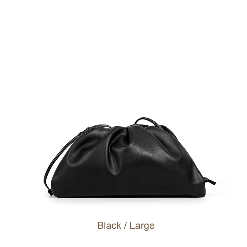 Black Large Сумочка облако кожаная женская сумка Новая модная сумка через плечо модели звезд Мягкая Сумка Хобо клатч минималистичный фирменный дизайн - Цвет: Black Large