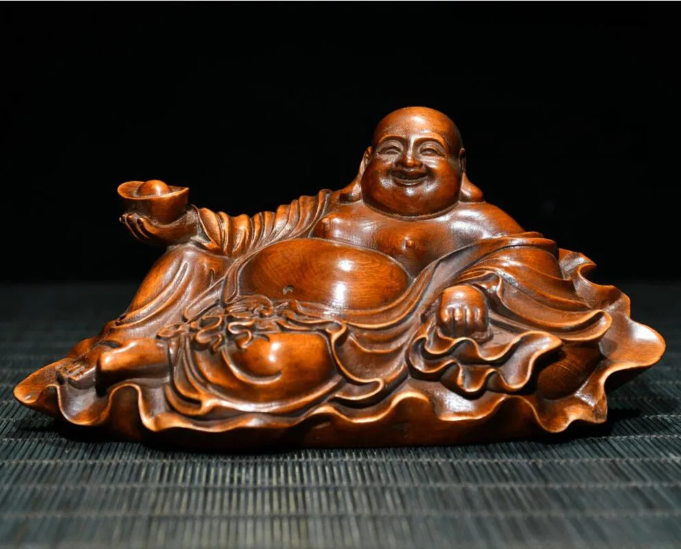 

Archaize seiko Hand-carved boxwood Ingots maitreya Buddha household decoration crafts statue