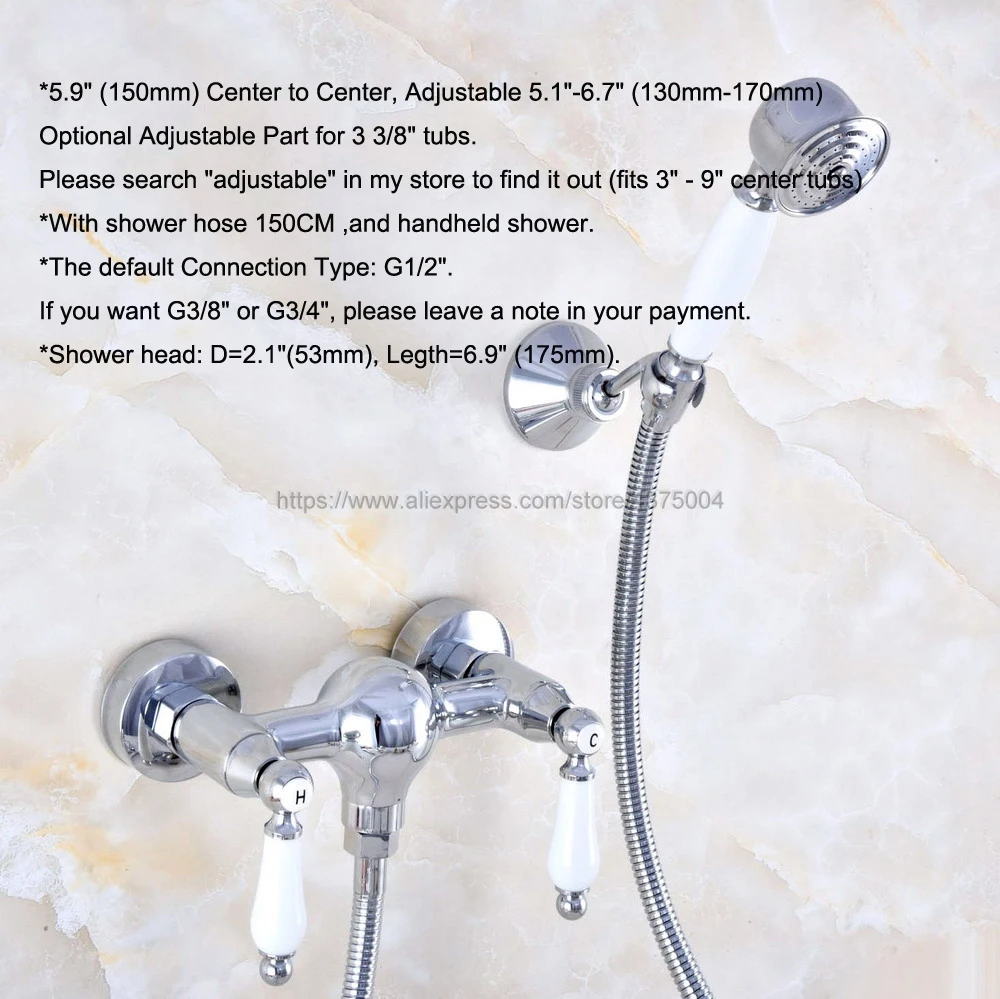 Wall Mounted Polished Chrome 8/'/' Rain Shower Head Single Handle Hand Sprayer Tap