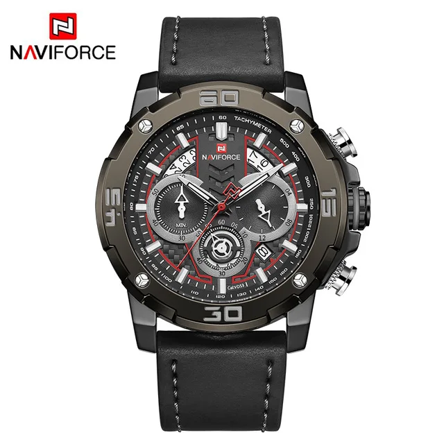 L-black Топ люксовый бренд NAVIFORCE мужские часы Военные Спортивные кварцевые наручные часы мужские водонепроницаемые часы с хронографом Relogio Masculino - Цвет: L-black