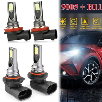 

4Pcs/set Combo LED Mini 9005 + H11 Headlight Kit Bulb High Low Beam 240W 40000LM 6000K