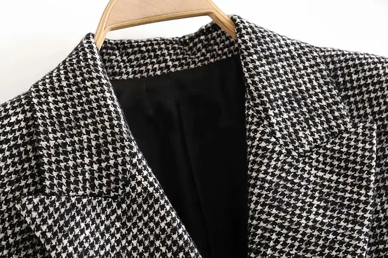 Star firefly fashion Za blazer female autumn casual Slim houndstooth double-breasted blazer women