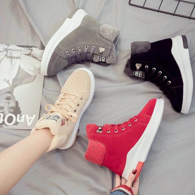 

2019 Winter high help Korean version plus velvet sports shoes female students Hong Kong wind plus cotton running shoes ZZ-131