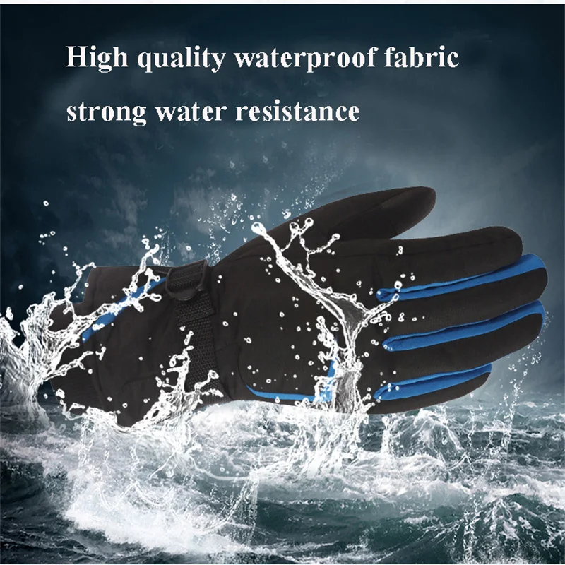 Men?s Heated Ski Gloves Waterproof Men Women Heating Glove Touch Screen Winter Windproof Snow Thicken Skiing Glove Leather Board