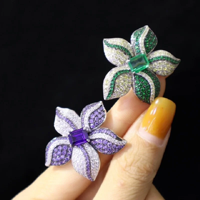 Pirmiana New Arrival S925 Silver Floret Brooch Cubic Zircona Gemstone Fashion Jewelry Women Christmas Gift