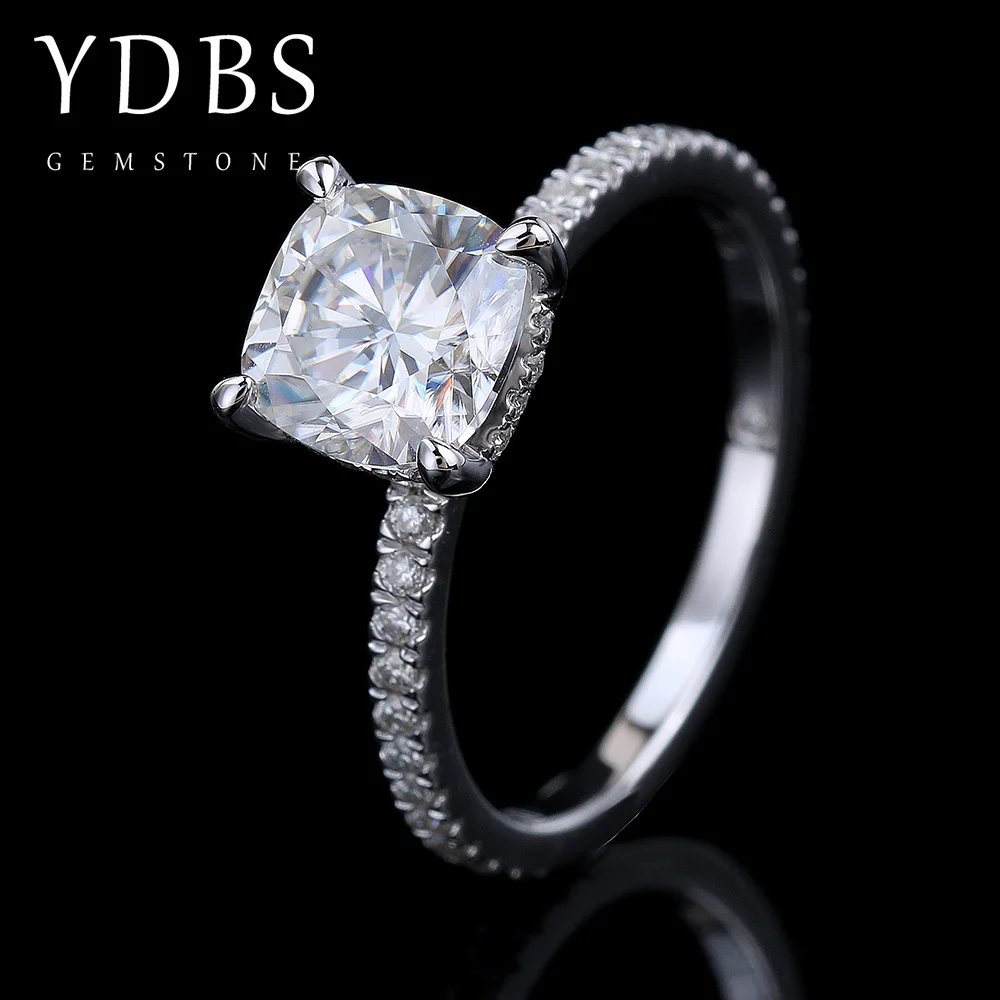 YDBS 2 карата 7 мм Подушка лабораторные выращенные бриллианты муассаниты 4 зубца