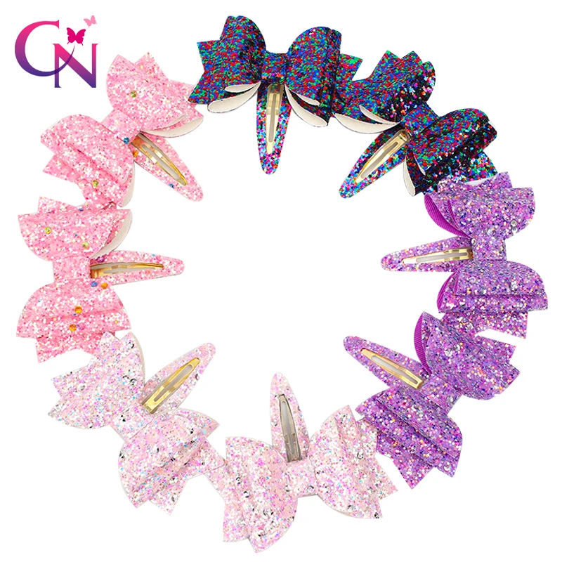 

CN 8 Pcs/lot 3" Rainbow Glitter Hair Clip For Girls Kids Stack Bling Hair Bows Princess BB Hairpins Hairgrips Hair Accessories