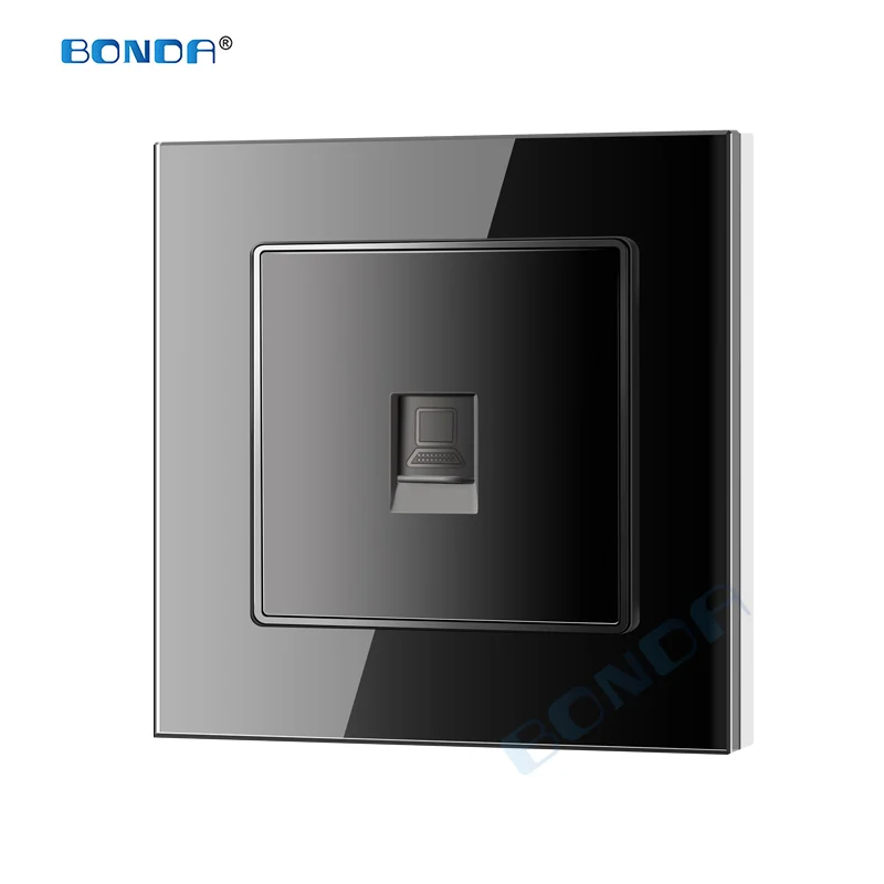 

Network socket, wall socket, low current socket, coaxial wall-mounted output panel socket, crystal tempered glass 86*86mm
