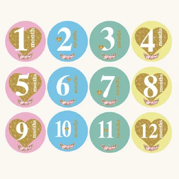 

Month Card Skin-Friendly Colorful Baby Growth Album Baby Monthly Newborn Photos Funny Cartoon Photography Photo Cards Stickers