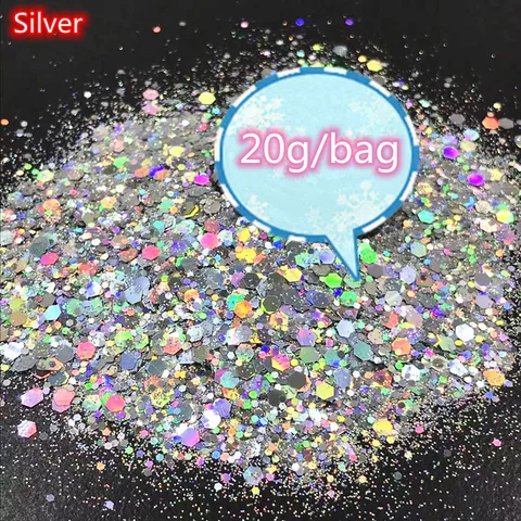 Laser Hexagon Holographic Chunky Glitter Nail Tips Glitter Powder Mermaid  Flakes Sparkly Glitter Resin Crystal mud