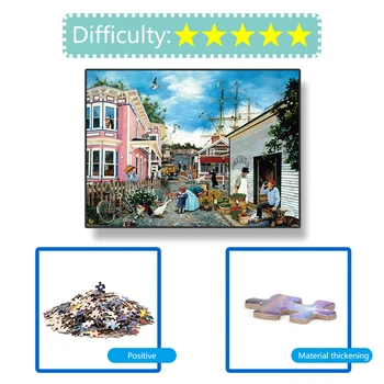 

Educational Jigsaw Assembling Toys 1000pcs Wharf Town Paper Puzzle Easily Carrying Educational Kids Toys for Kid Adult