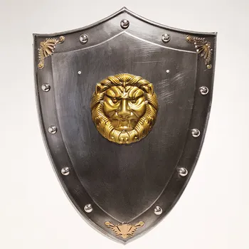 

MEDIEVAL RETRO INDUSTRIAL CREATIVE LION SHIELD WROUGHT IRON HOME WALL 3D WALL DECORATION