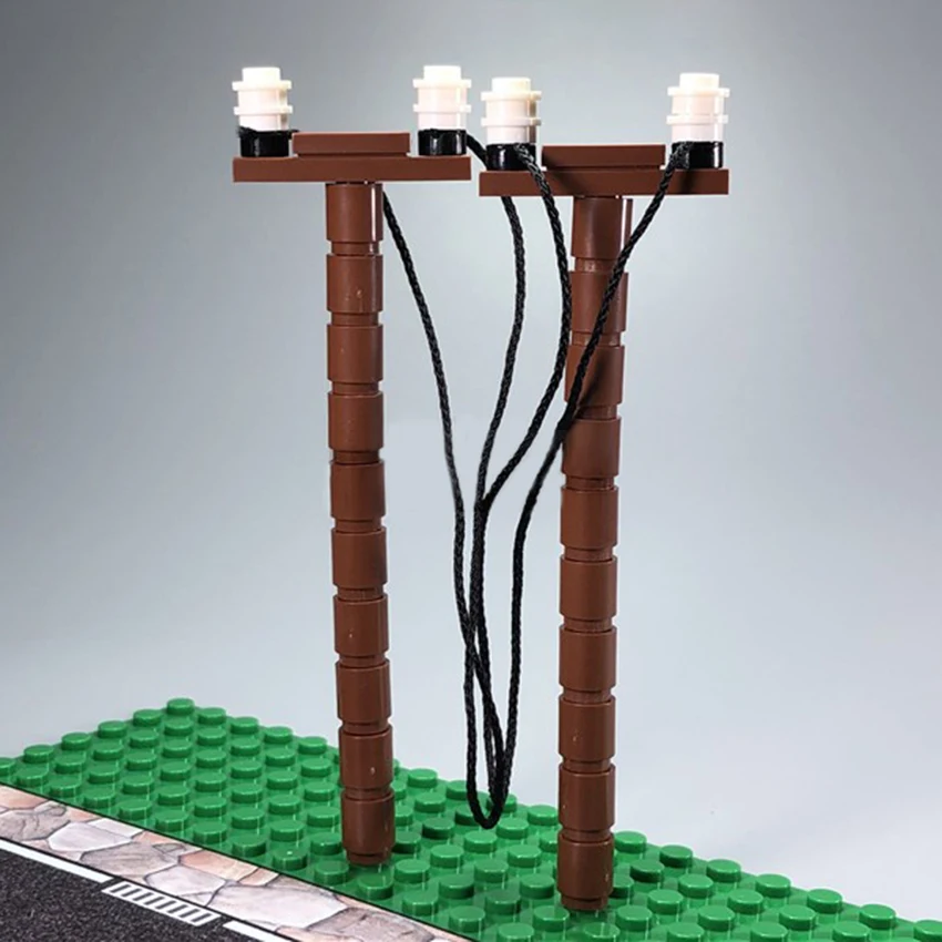 Legoinglys City Street Road MOC Accessories Wire Pole Wire Building Blocks Set Bricks DIY Kids Educational Toys (2)