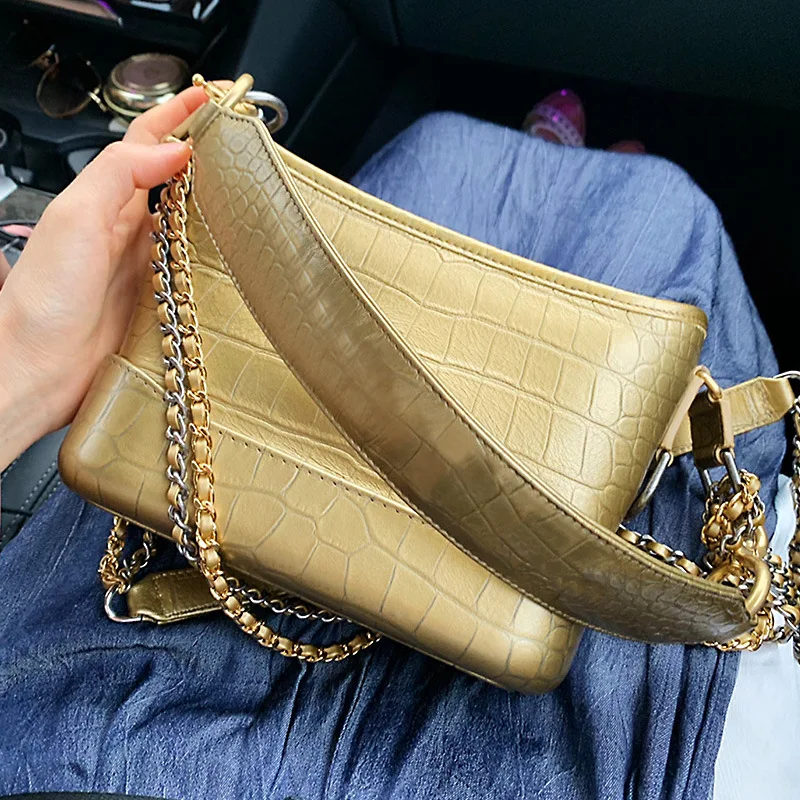 

2019 New Crocodile Wandering Bag Shoulder Diagonal Female Fashion Genuine Leather Bucket Bag Women Purse and Handbags
