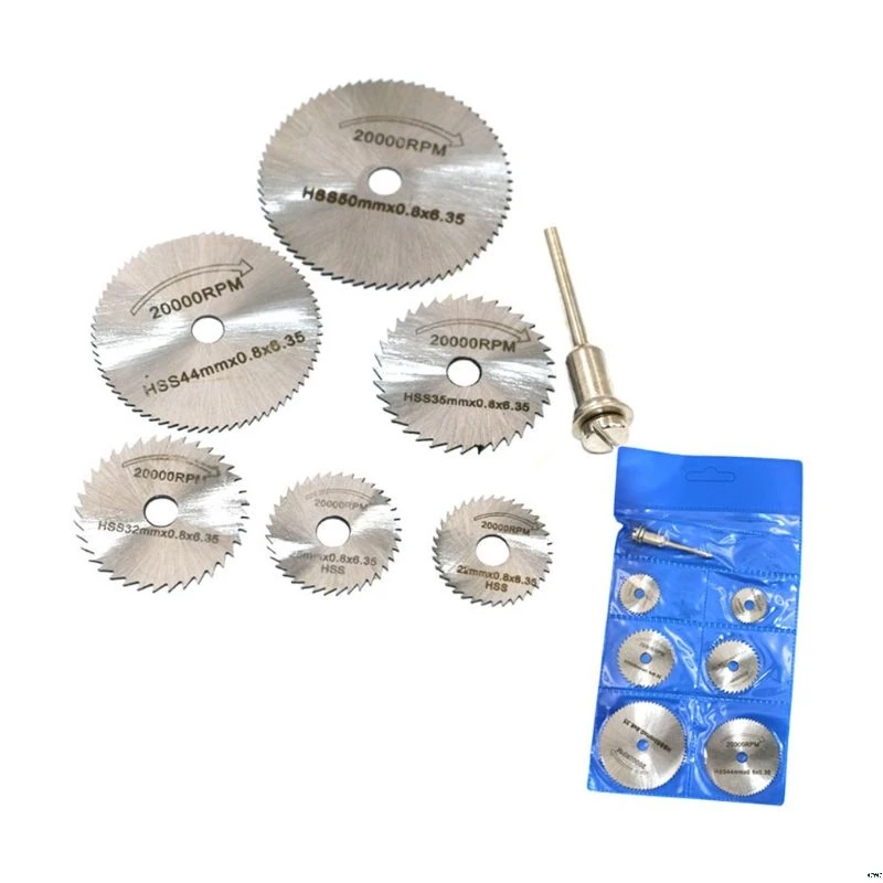 7pcs/set Mini High Speed Steel Saw Web Circular Rotary Cutting Blade Wheel Discs Mandrel Electric Grinding Accessories | Инструменты