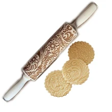 Рождественское тиснение скалка для выпечки печенья печенье, фондан, пирог, тесто с гравировкой деревянного ролика снежинки и Leavs кружева для выпечки