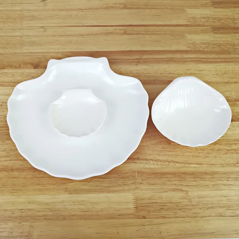 Plastic Dinner Plates Melamine Dinnerware Imitation Porcelain Plate Shell Dish Hot Pot Restaurant Seasoning Dish A5