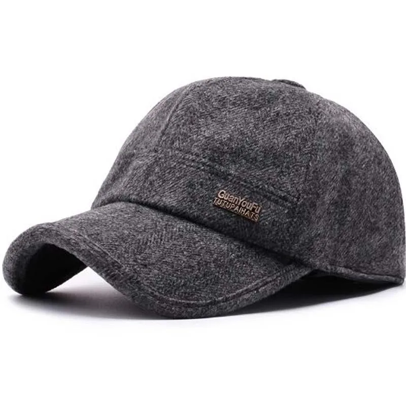 XEONGKVI осенне-зимняя шерстяная ткань брендовая бейсбольная Кепка Snapback хлопковая шапка-бомбер для мужчин среднего возраста Кепка с козырьком каскетка - Цвет: Серый