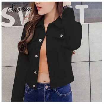

Suzhan Jeans Jacket and Coats for Women 2019 Autumn Candy Color Casual Short Denim Jacket Chaqueta Mujer Casaco Jaqueta Feminina