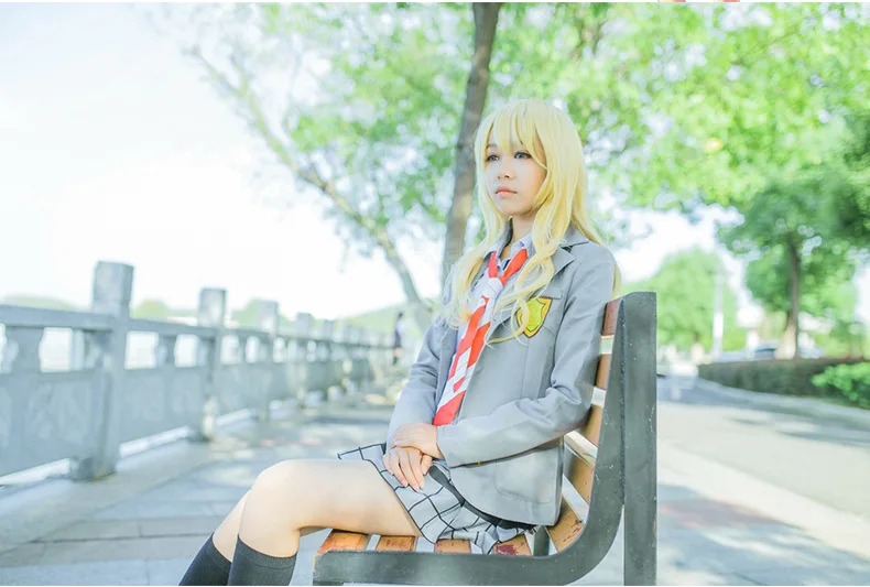 Костюм для косплея Miyazono Kaori Arima Kousei «Your Lie in April», школьная форма в стиле аниме на Хэллоуин(пальто+ юбка+ галстук+ носки), полный комплект