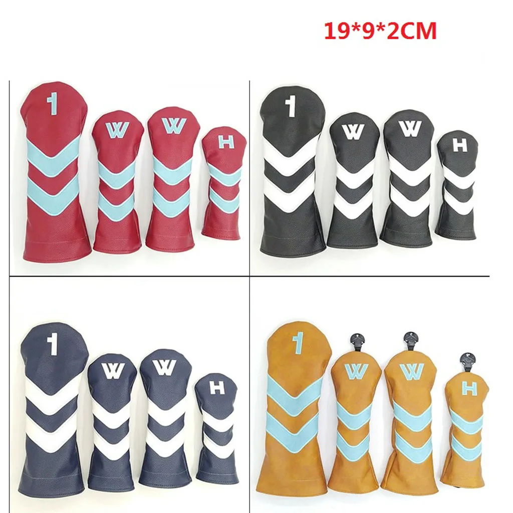 4x Waterproof PU Plush No. 1, 3, 5 UT Golf Head Cover 460cc Hybrid Headcover Golf Club Head Protector Scratch Resistant